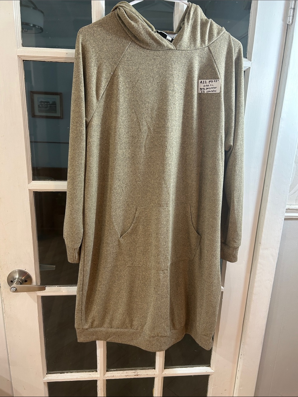 A22.       mySTYLE Hoodie Dress in Heathered Olive